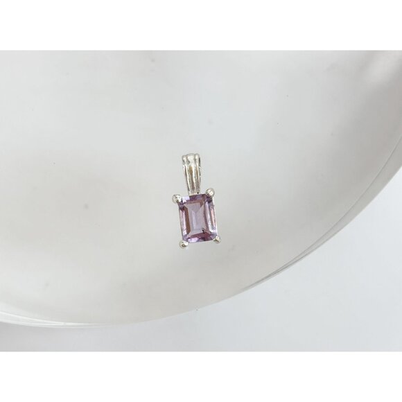 Minimalist Amethyst Gemstone Sterling Silver 925 Vintage Pendant | Charm - Picture 5 of 9